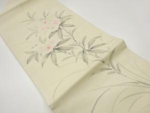 絽手描き草花模様名古屋帯